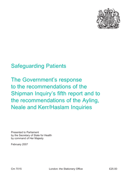 Safeguarding Patients the Goverment's Reponse to The