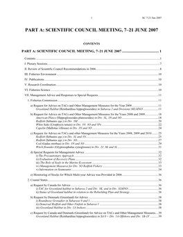 Part A: Scientific Council Meeting, 7–21 June 2007