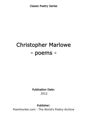 Christopher Marlowe - Poems