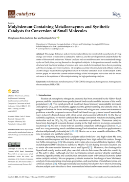 Molybdenum-Containing Metalloenzymes and Synthetic Catalysts for Conversion of Small Molecules
