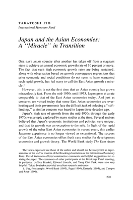 Japan and the Asian Economies: a "Miracle" in Transition