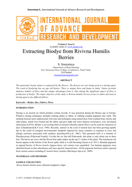 Extracting Biodye from Rivivna Humilis Berries S