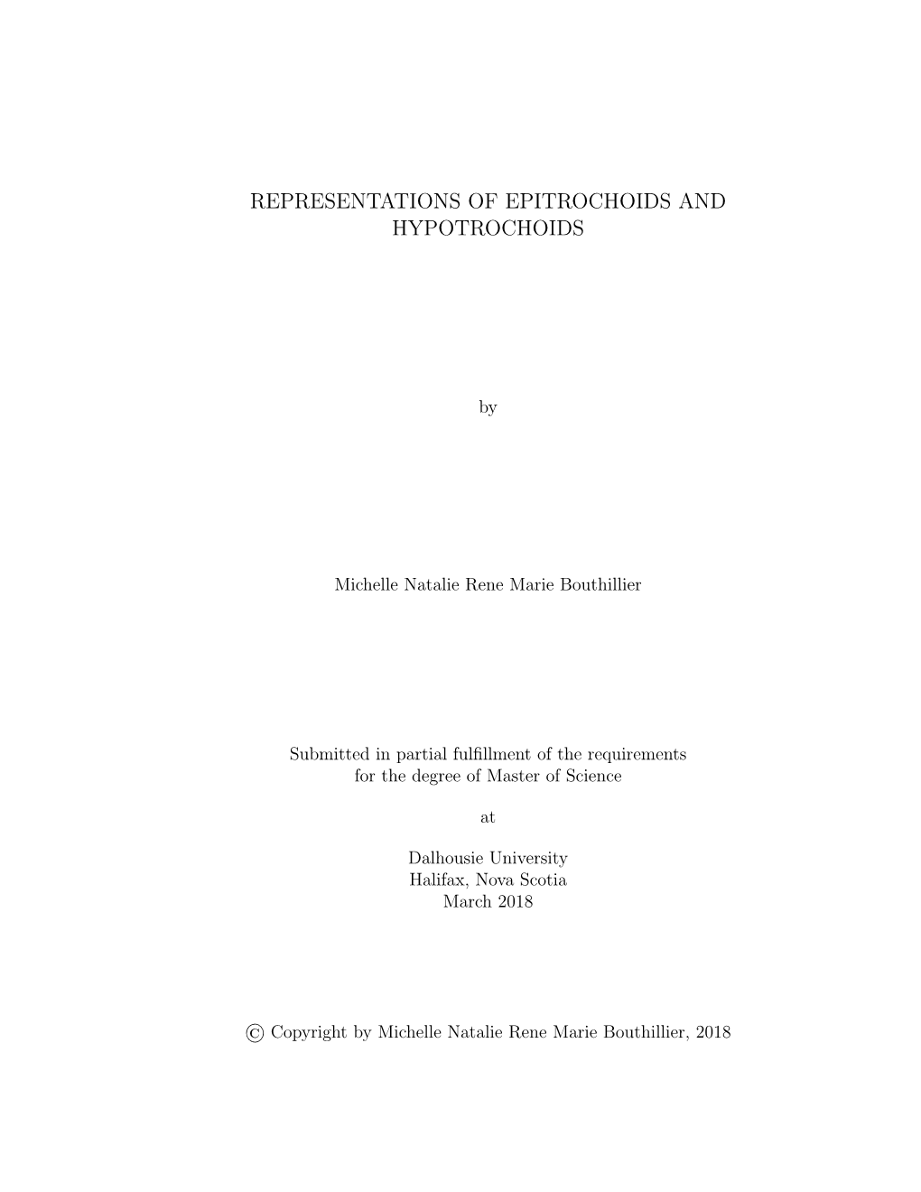 Representations of Epitrochoids and Hypotrochoids