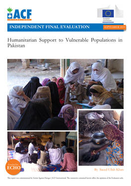 Humanitarian Support to Vulnerable Populations in Pakistan