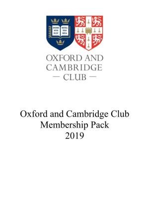 Oxford and Cambridge Club Membership Pack 2019