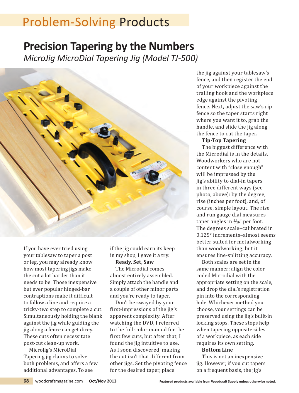 Precision Tapering by the Numbers Microjig Microdial Tapering Jig (Model TJ-500)