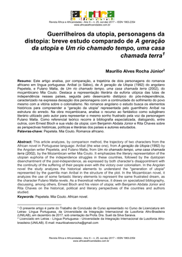 Guerrilheiros Da Utopia, Personagens Da Distopia: Breve Estudo Comparado De a Geração Da Utopia E Um Rio Chamado Tempo, Uma Casa Chamada Terra1