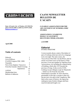 Caans Newsletter Bulletin De L'acaen