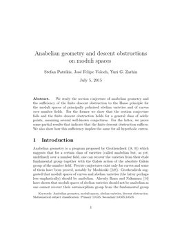 Anabelian Geometry and Descent Obstructions on Moduli Spaces