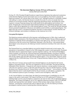 The Interstate Highway System: 50 Years of Perspective Jerome Hall and Loretta Hall