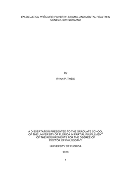 En Situation Précaire: Poverty, Stigma, and Mental Health in Geneva, Switzerland