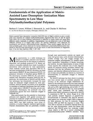 Fundamentals of the Application of Matrix-Assisted Laser Desorption