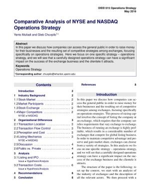 Comparative Analysis of NYSE and NASDAQ Operations Strategy