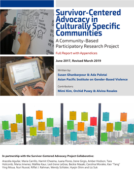 Survivor-Centered Advocacy in Culturally Specific Communities a Community-Based Participatory Research Project Full Report with Appendices