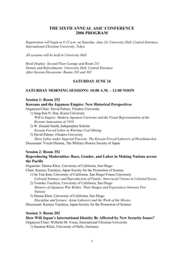 The Sixth Annual Asjc Conference 2006 Program