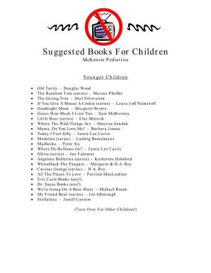 Suggested Books for Children Mckenzie Pediatrics