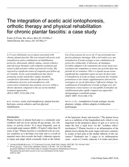The Integration of Acetic Acid Iontophoresis, Orthotic Therapy and Physical Rehabilitation for Chronic Plantar Fasciitis: a Case Study