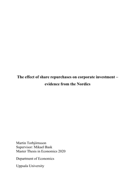 The Effect of Share Repurchases on Corporate Investment – Evidence from the Nordics