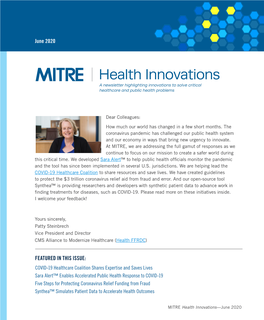 MITRE Health Innovations Newsletter June 2020