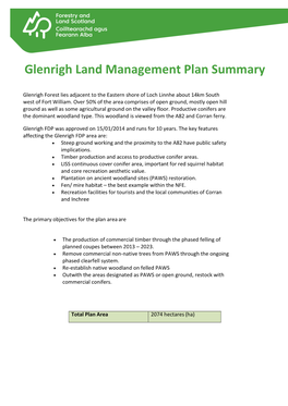 Glenrigh Land Management Plan Summary