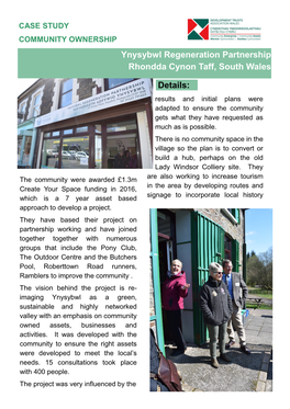 Ynysybwl Regeneration Partnership Rhondda Cynon Taff, South Wales