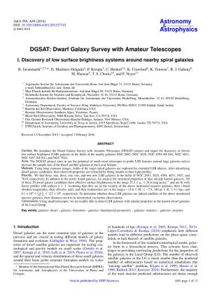 DGSAT: Dwarf Galaxy Survey with Amateur Telescopes