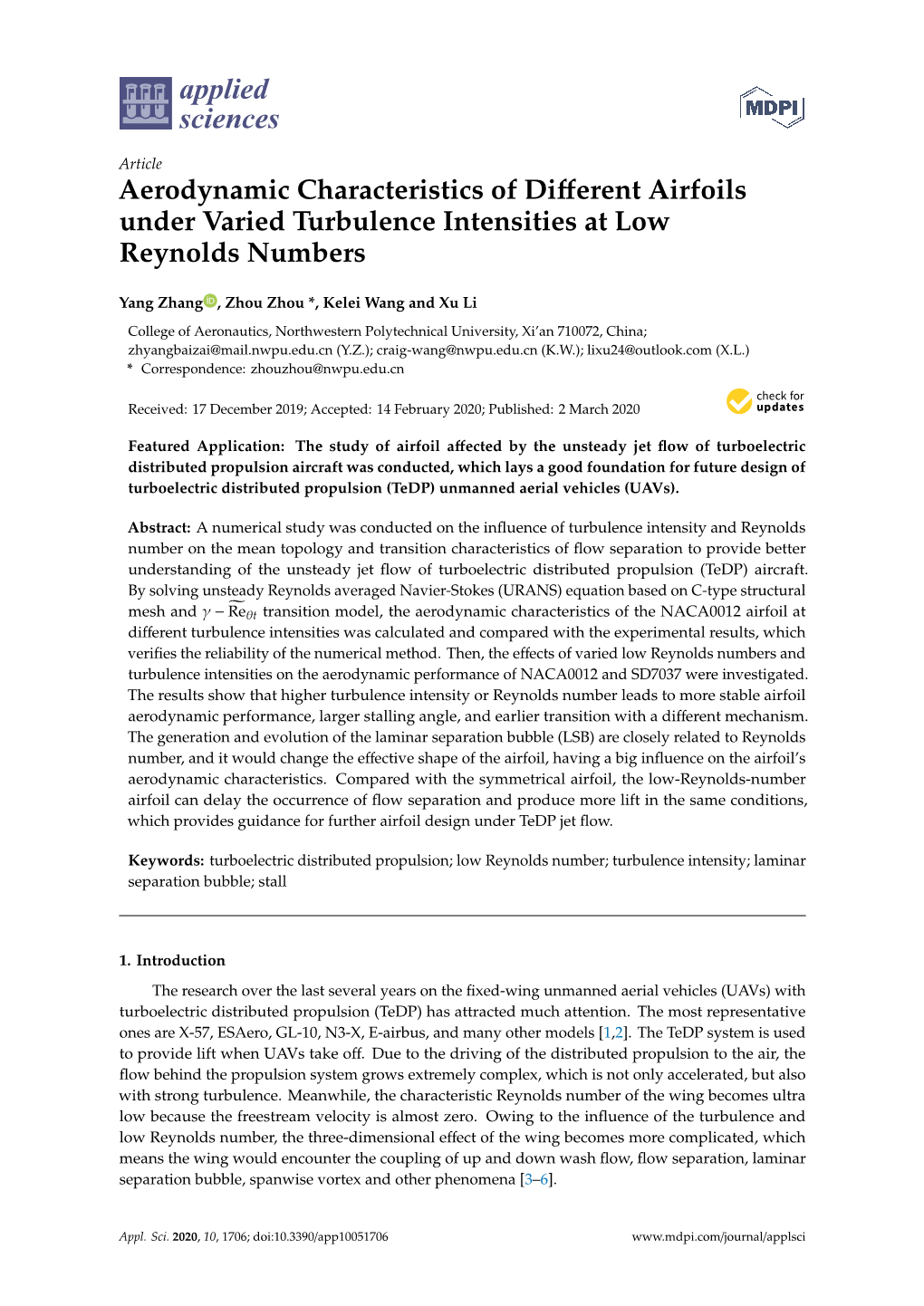 Aerodynamic Characteristics of Different Airfoils Under Varied