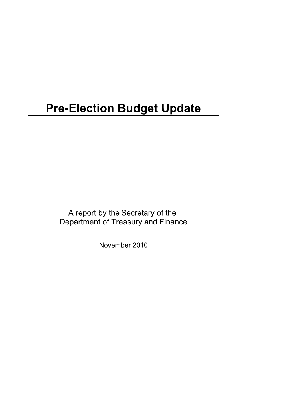 Preelection Budget Update