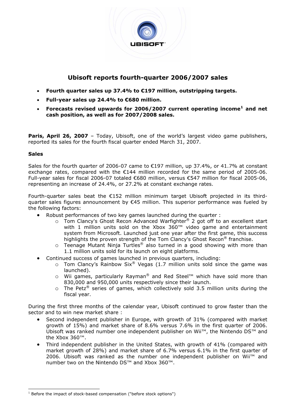 Chiffre D'affaires Q4 2000-2001