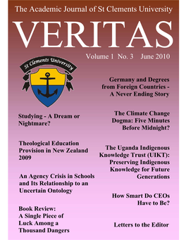 Veritas the Academic Journal of St Clements University