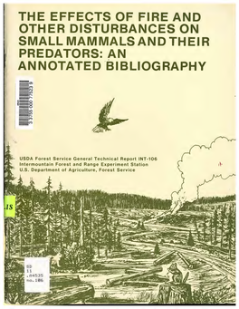 The Effects of Fire and Other Disturbances on Small Mammals and Their Predators: an Annotated .Bibliography