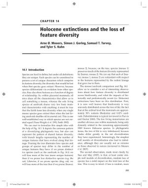 Holocene Extinctions and the Loss of Feature Diversity