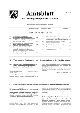 Amtsblatt H 1296 Für Den Regierungsbezirk Münster