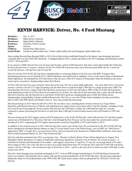 KEVIN HARVICK: Driver, No