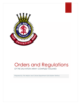 Orders and Regulations of the SALVATION ARMY: COMPILED VOLUMES