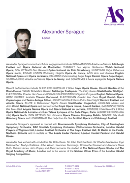 Alexander Sprague Tenor
