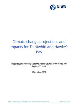 Climate Change Projections and Impacts for Tairāwhiti and Hawke's Bay