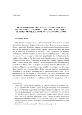 The Geography of the Provincial Administration of the Byzantine Empire ( Ca