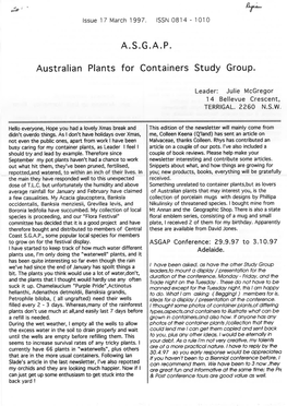 A.S.G.A.P. Australian Plants for Containers Study Group
