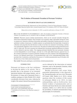 The Evolution of Pneumatic Foramina in Pterosaur Vertebrae
