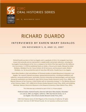 Richard Duardo Interviewed by Karen Mary Davalos on November 5, 8, and 12, 2007