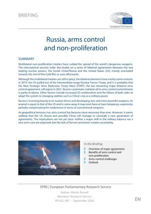 Russia, Arms Control and Non-Proliferation