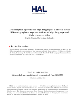 Transcription Systems for Sign Languages