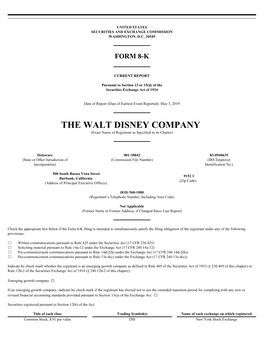 THE WALT DISNEY COMPANY (Exact Name of Registrant As Specified in Its Charter)