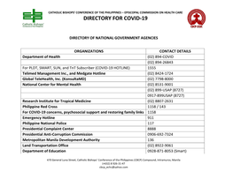 Directory for Covid-19