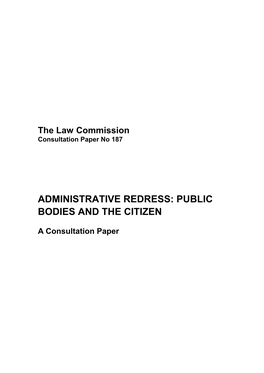 Administrative Redress: Public Bodies and the Citizen