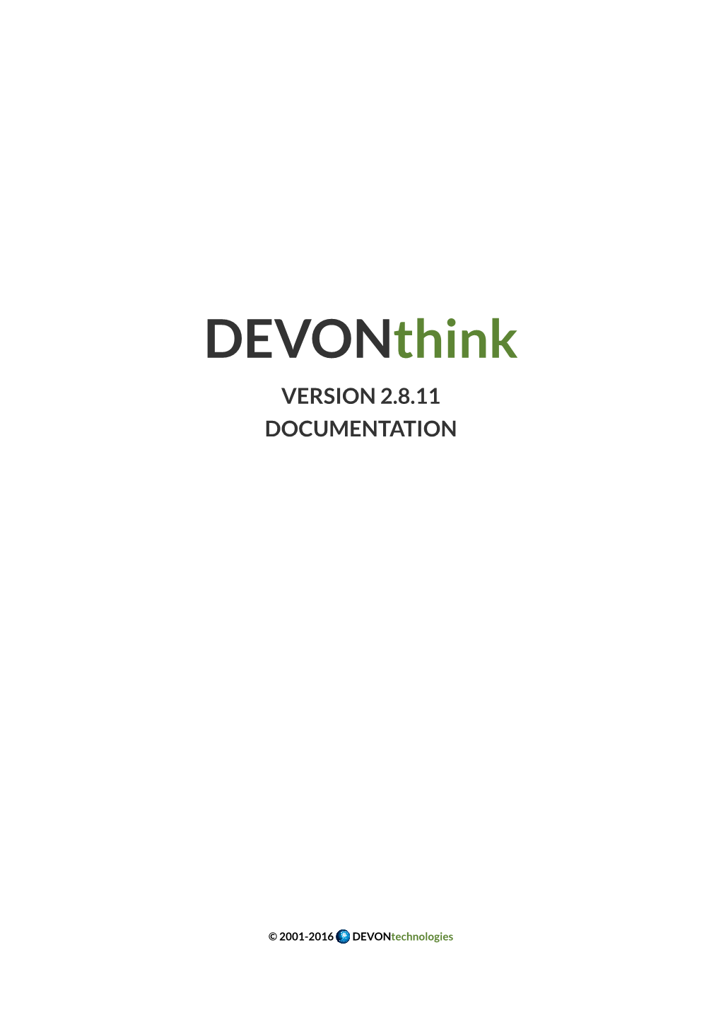 Devonthink VERSION 2.8.11 DOCUMENTATION