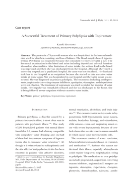 A Successful Treatment of Primary Polydipsia with Topiramate