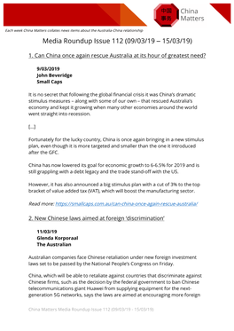 Official Aus-China Media Roundup Mar 9