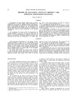 Biología De Selenaspidus Articulatus Morgan Y Sus Principales Controladores Biológicos1